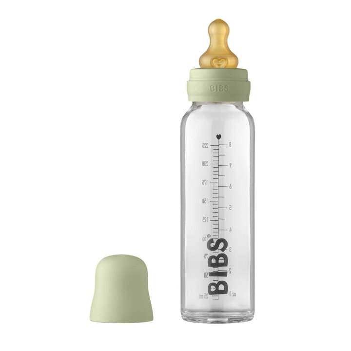 Скляна дитяча пляшечка BIBS Baby Glass Bottle повний комплект 225 мл - Sage — Photo 5