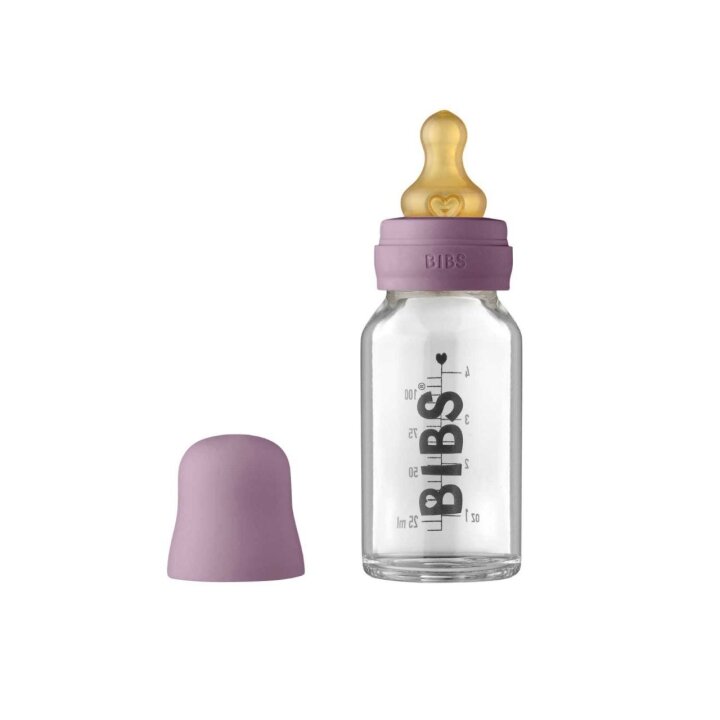 Скляна дитяча пляшечка BIBS Baby Glass Bottle повний комплект 110 мл - Mauve — Photo 3