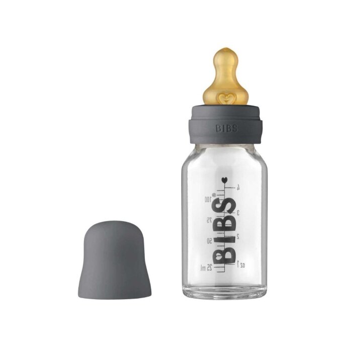 Скляна дитяча пляшечка BIBS Baby Glass Bottle повний комплект 110 мл - Iron — Photo 3