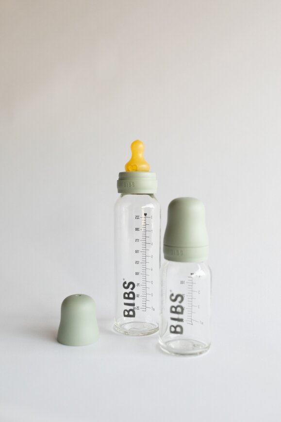 Скляна дитяча пляшечка BIBS Baby Glass Bottle повний комплект 225 мл - Sage — Photo 8