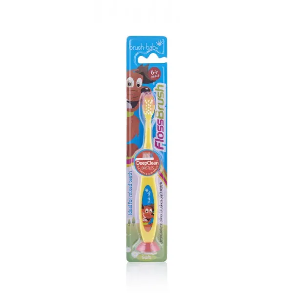 Зубна щітка Flossbrush (від 6 років) - Yellow, (Brush-baby) — Photo 4
