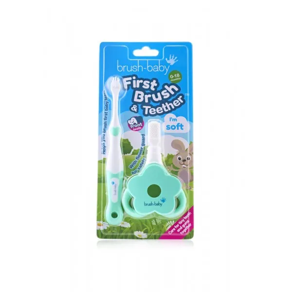 Набір: прорізувач для зубів та щітка First Brush and Teether Set (від 0 до 3 років), (Brush-baby) — Photo 5