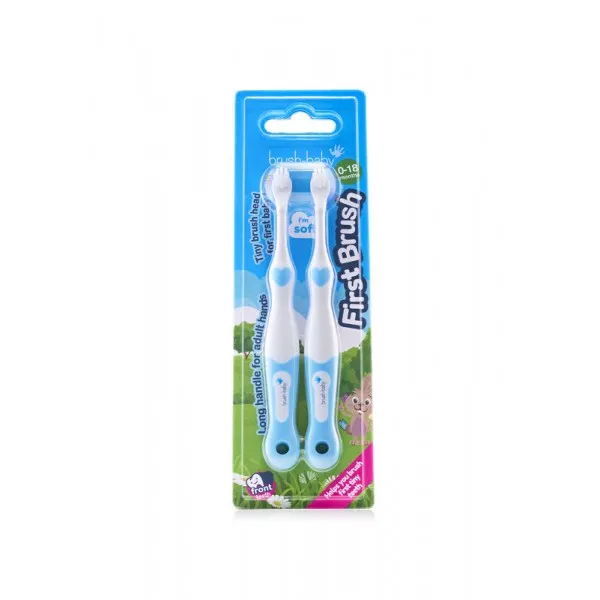 Зубна щітка від 0 до 18 місяців First Brush (2 шт) - Blue, (Brush-baby) — Photo 4
