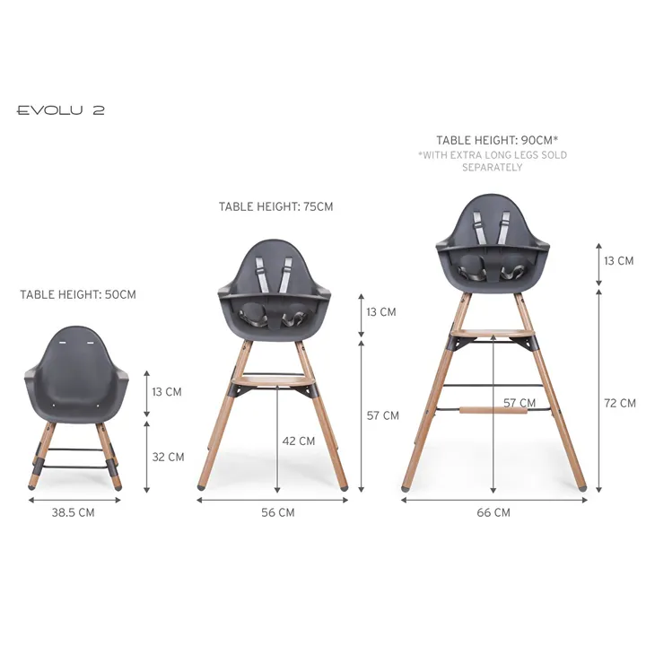 Стілець для годування Childhome Evolu 2 з бампером natural/anthracite, арт. CHEVOCHNA — Photo 16