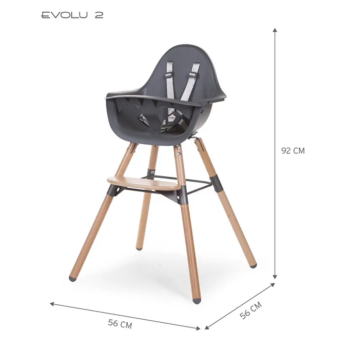 Стілець для годування Childhome Evolu 2 з бампером natural/anthracite, арт. CHEVOCHNA — Photo 18