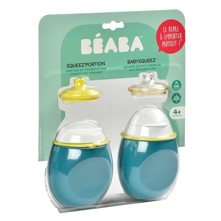 Набор из силиконового поильника BabySqueez' и контейнера для хранения Beaba - синий, арт. 912624 — Photo 25
