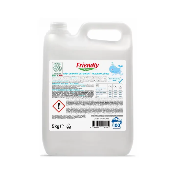 Органічний рідкий пральний порошок Friendly Organic без запаху 5000 мл (100 прань) — Photo 15