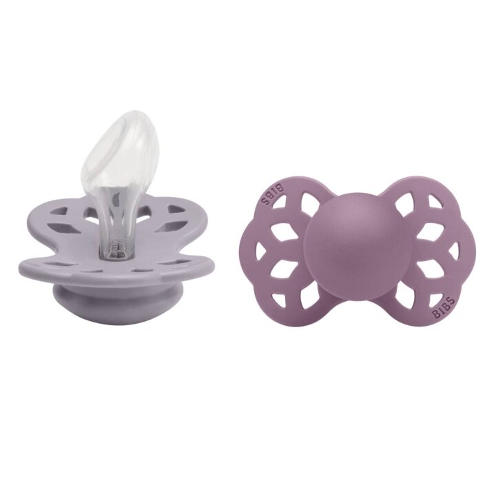 Соска пустушка BIBS Infinity Silicone Anatomical (анатомічна) – Fossil Grey/Mauve (2 в упаковці) 6-18 міс. — Photo 4