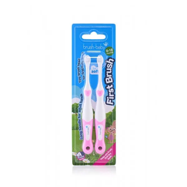 Зубна щітка від 0 до 18 місяців First Brush (2 шт) - Pink, (Brush-baby) — Photo 5