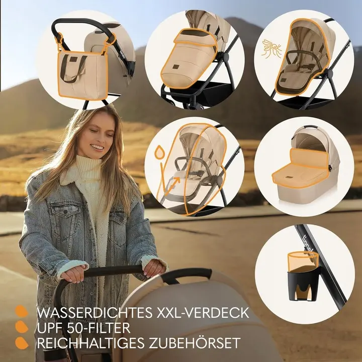 Універсальна коляска 2 в 1 Lionelo MERIL 2IN1 BEIGE SAND — Photo 11