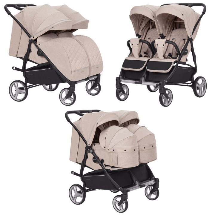 Коляска універсальна CARRELLO Connect CRL-5502/1 Cotton Beige для двійні,люлька-переноска /1/MOQ