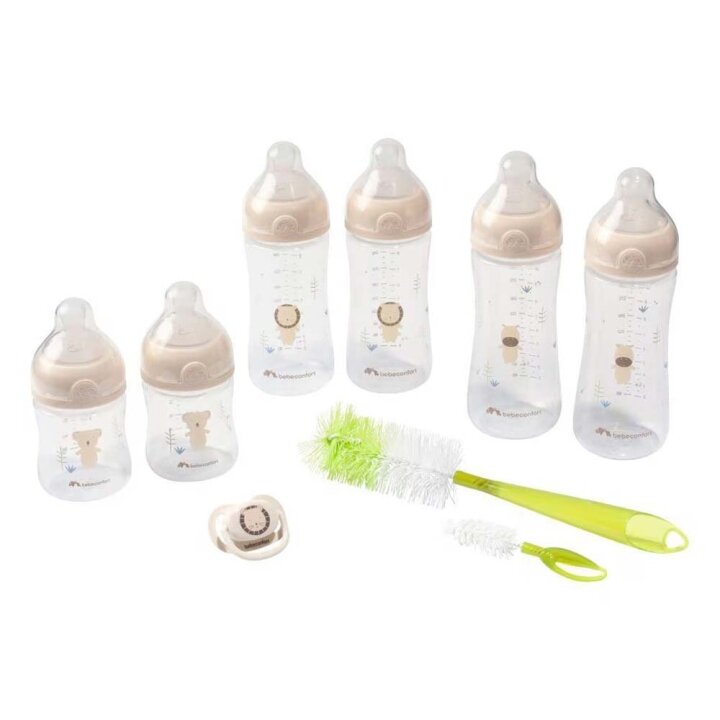 Повний набір BEBE CONFORT PHYSIO AIR Soft Sand 150ml 2шт/270ml 2шт/360ml 2шт з пустушкою та щіточкою