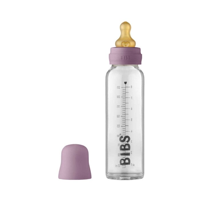 Скляна дитяча пляшечка BIBS Baby Glass Bottle повний комплект 225 мл - Mauve — Photo 3