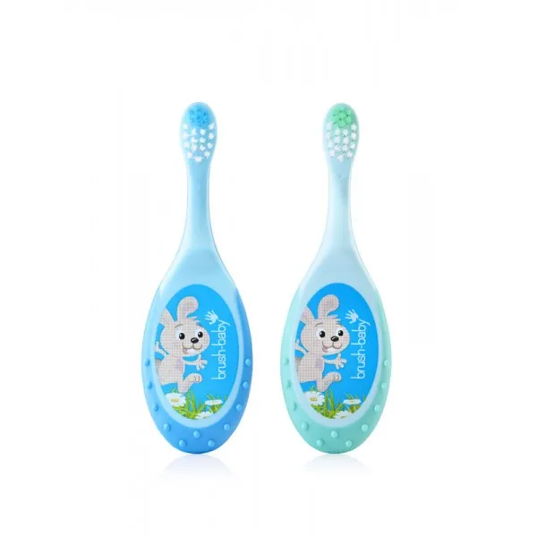 Дитяча зубна щітка Flossbrush (від 0 до 3 років) - Blue-Teal (2 шт), (Brush-baby) — Photo 9