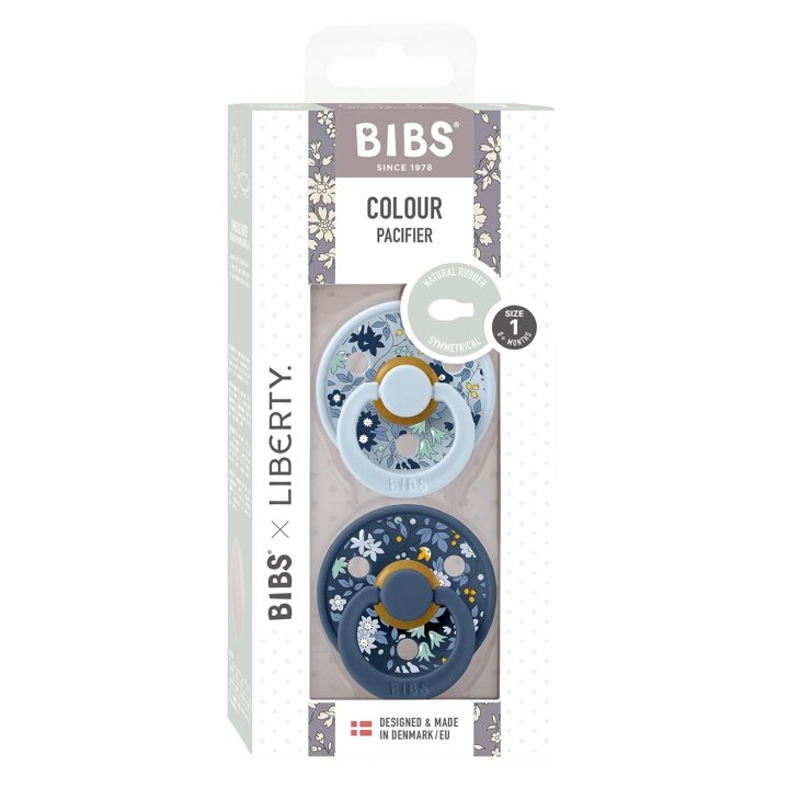 Пустушка BIBS x Liberty Colour Latex Anatomical (анатомічна) – Chamomile Lawn Baby Blue / Steel Blue Mix (2 в упаковці) 0-6 міс. — Photo 11