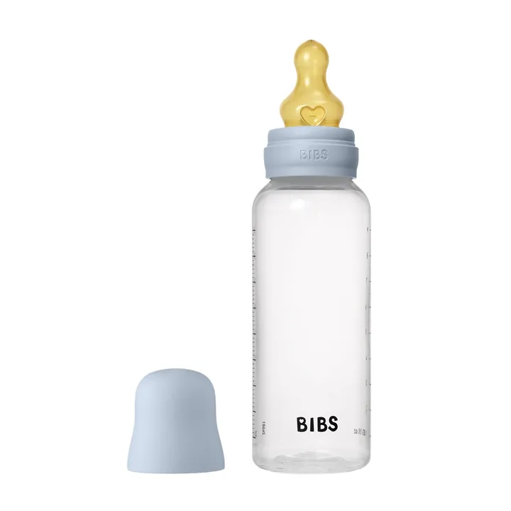 Дитяча пляшечка BIBS Baby Bottle Round Latex 270 мл Medium Flow (середній поток) Baby Blue — Photo 5