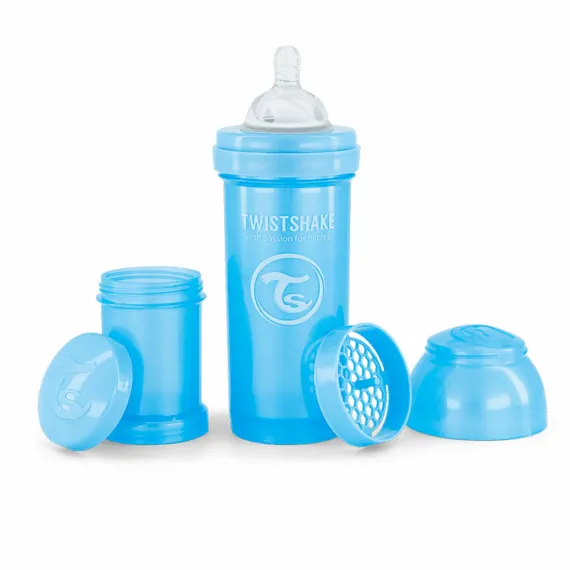 Антиколікова пляшечка із силіконовою соскою 260мл Twistshake Pearl Blue