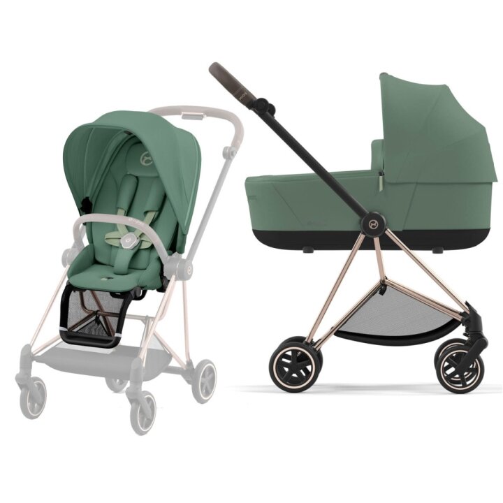 Коляска 2 в 1 Cybex Mios 4.0 Leaf Green на шасі Rose Gold