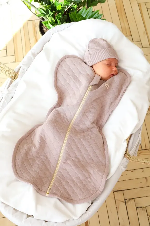 Утеплена євро пелюшка на блискавці з шапочкою Kappi Коричнева 0-3міс — Photo 5