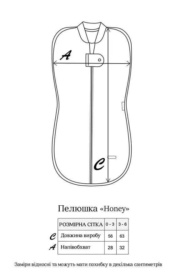 Євро пелюшка на блискавці з шапочкою "Honey", Сиза 0-3 міс. — Photo 11