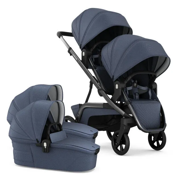 Дитячий візочок для двійні NUVO Pram Blue Slate — Photo 13