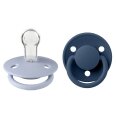 Соска пустушка BIBS De Lux Silicone Round (кругла) – Dusty Blue/Steel Blue (2 в упаковці) 0-36 міс.