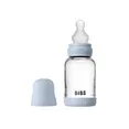 Скляна дитяча пляшечка BIBS Glass Baby Bottle Round Silicone 1 pack 120 мл Slow Flow Baby Blue