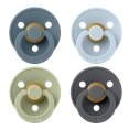 Соски пустушки BIBS Colour Latex Round (круглі) 4 PACK – Petrol/Sage/Baby Blue/Iron 0-6 міс.