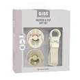 Подарунковий набір пустушки та тримач для соски BIBS Colour Pacifier & Loop Clip Gift Set Latex – Ivory