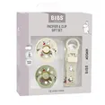 Подарунковий набір пустушки та тримач для соски Bibs x Moomins Colour Pacifier & Loop Clip Gift Set Latex – Ivory/Sage — Photo 1