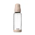 Скляна дитяча пляшечка BIBS Glass Baby Bottle Round Silicone 1 pack 240 мл Medium Flow (середній потік) Baby Blue — Photo 1