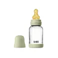 Скляна дитяча пляшечка BIBS Glass Baby Bottle Round Latex 1 pack 120 мл Slow Flow Sage