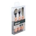 Набір приборів - ложка, виделка, ніж Beaba Set of 3 Cutlery Inox рожевий — Photo 1