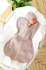 Утеплена євро пелюшка на блискавці з шапочкою Kappi Коричнева 0-3міс — Photo 1